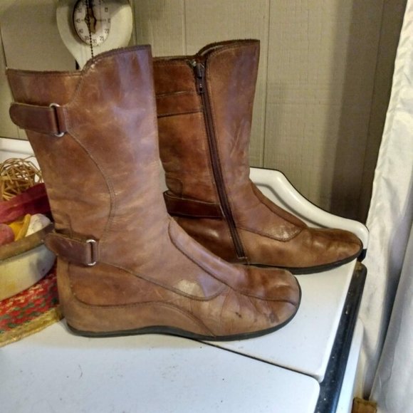 Vintage Steve Madden Distressed Soft Leather Boots "Boulder" 7.5 Mid Calf - Picture 6 of 9